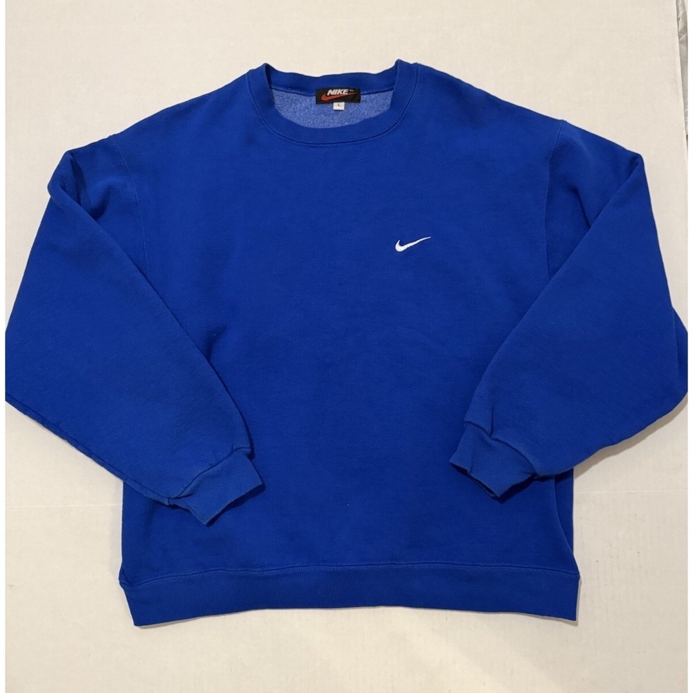 Vintage Nike Swoosh Sweatshirt Crewneck Size XL Blue Made In Usa 90s